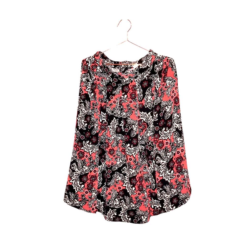 H&M Women’s Floral Print Peach Black Cream Midi Flowy Skirt Sz 4 Small